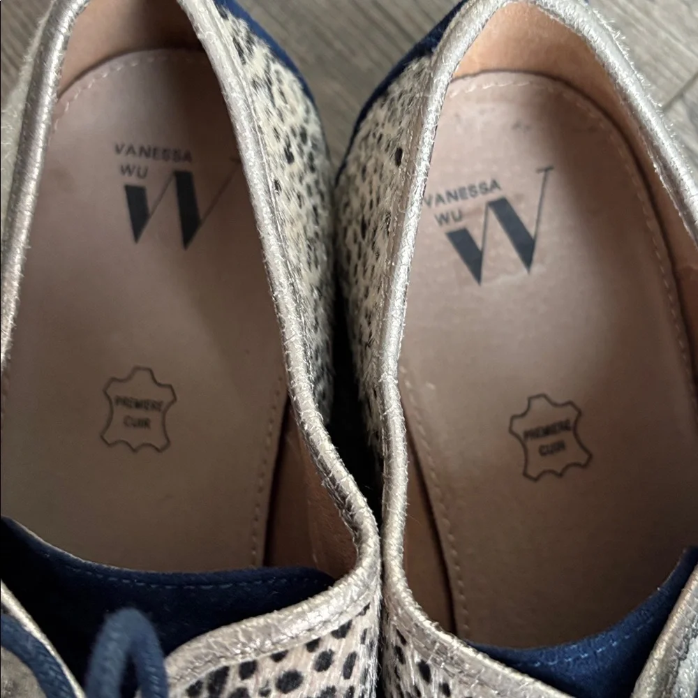 VANESSA WU 10.5/11 Anthropologie Leopard Oxfords Suede Leather 41